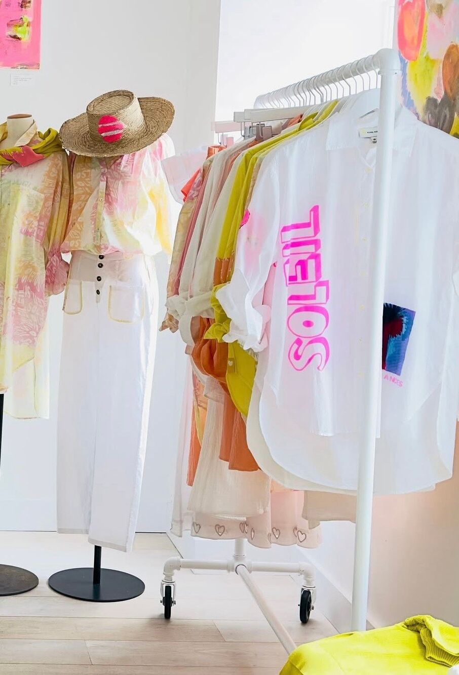 Kerri Rosenthal Soleil Jack Shirt White Pink Wearable Art Cotton Poplin XL - Picture 3 of 12